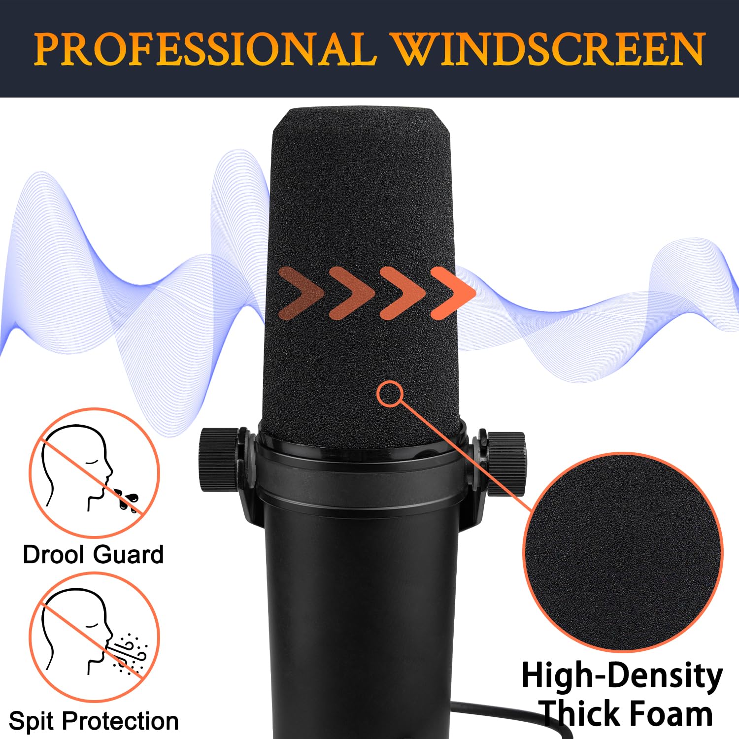 SOULWIT Microphones Pop Filter for Shure SM7B/SM7dB, Protective